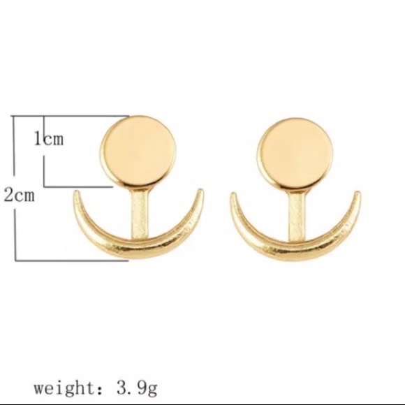 Gold Sun & Crescent Moon Cuff Jacket Earring - Picture 3 of 6